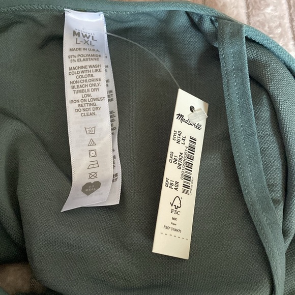 NWT Madewell Seamless Pointelle Crop Cami - Architect Green - Size L/XL - Picture 6 of 6